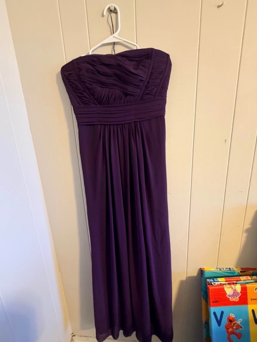 Monique Lhuillier Bridesmaids Strapless Plum Gown